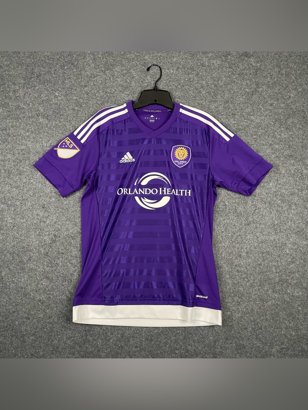 Adidas Orlando City SC Soccer Football Jersey Mens S Purple Gold MLS Shirt Kit